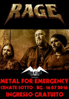 I Rage headliner della giornata di Sabato 16 Luglio 2016 al Metal for Emergency