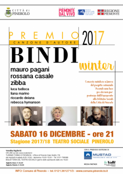 Premio Bindi Winter sabato 16 Dicembre al Teatro Sociale di Pinerolo