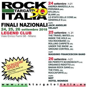 Rock Targato Italia: Finali nazionali programma delle tre serate, premi e bio artisti