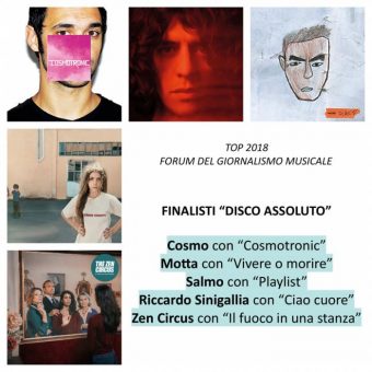 Cosmo, Motta, Salmo, Sinigallia, Zen Circus in finale nella “TOP 2018” del “Forum del giornalismo musicale”
