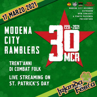 Modena City Ramblers – 30 anni di MCR,  il 17 marzo il concerto in live streaming