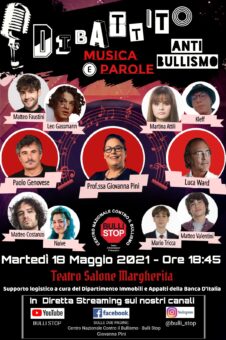 Martedì 18 maggio al Teatro Salone Margherita in Roma si svolgerà il “Dibattito anti bullismo: Musica e Parole”
