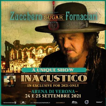 Zucchero “sugar” Fornaciari con Inacustico 2021 il 24 e 25 settembre all’Arena di Verona, biglietti in prevendita da oggi