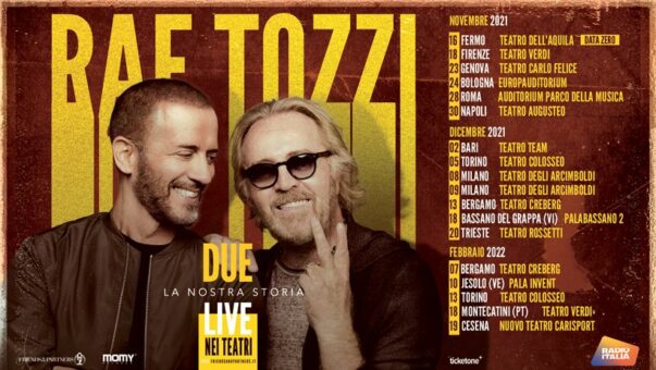 Raf Tozzi: al via il 16 novembre il tour “Due – La Nostra Storia” live nei teatri