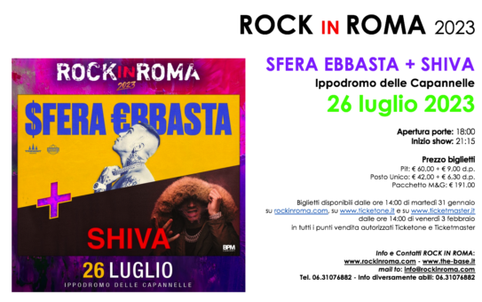 Rock In Roma: Sfera Ebbasta + Shiva live il 26 luglio 2023 all’Ippodromo delle Capannelle