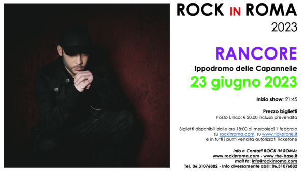 Rock In Roma: Rancore live il 23 giugno 2023 all’Ippodromo delle Capannelle