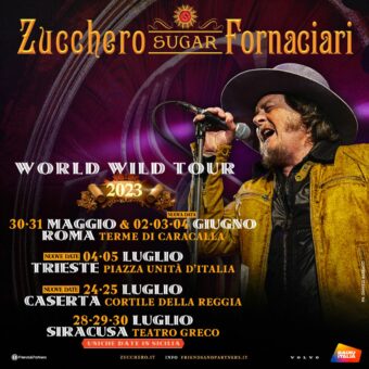 Zucchero “Sugar” Fornaciari: al “World Wild Tour” si aggiungono una quinta data a Roma, due a Trieste e due a Caserta